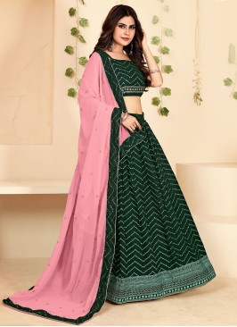 Green Georgette Sangeet A Line Lehenga Choli