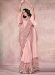 Winsome Lycra Pink Embroidered Contemporary Saree