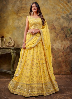 Designer Yellow Lehenga Choli In Georgette