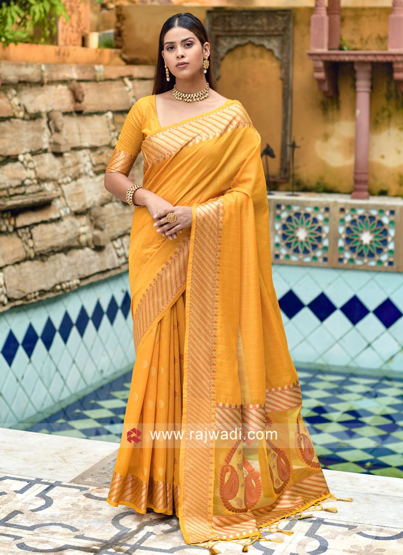 Pure Mysore Silk Saree with Zari Border For Women | Exotic India Art