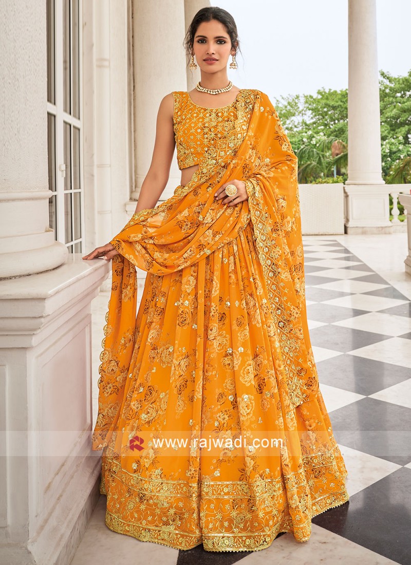 Buy Fashion Dream Girls Yellow Floral Printed Tabby Silk Lehenga Choli &  Dupatta Set | Girls Lehenga Choli | Girls Ethnic Wear | Lehenga Choli |  Readymade Lehenga Choli | Ghagra Choli |