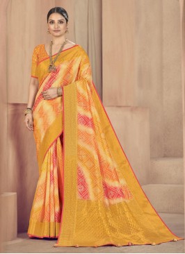 Yellow Fancy Ceremonial Traditional Designer Saree