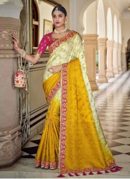 Yellow Resham Festival Designer Traditional Saree