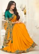 Yellow Silk Embroidered Classic Saree