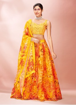 Yellow Thread Wedding Readymade Lehenga Choli