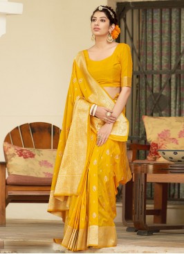 Yellow Weaving Traditional Saree