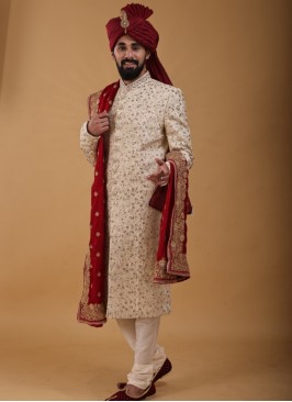 Zardosi Work Golden Color Sherwani