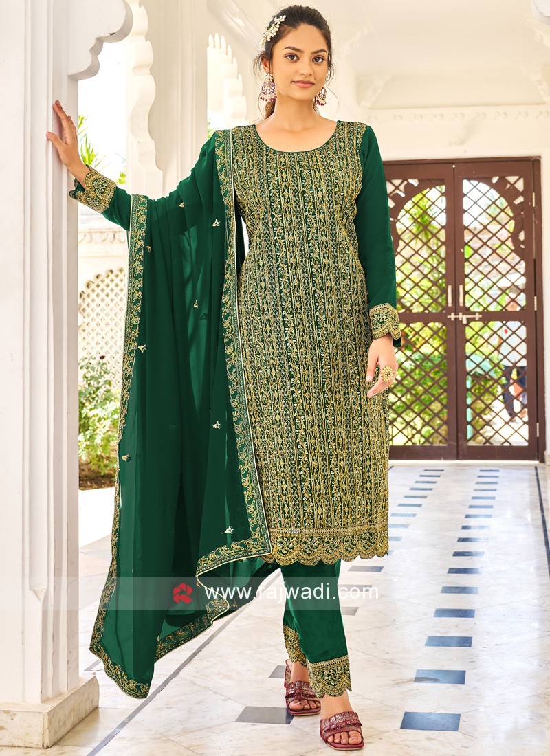 Bottle green clearance color dress material