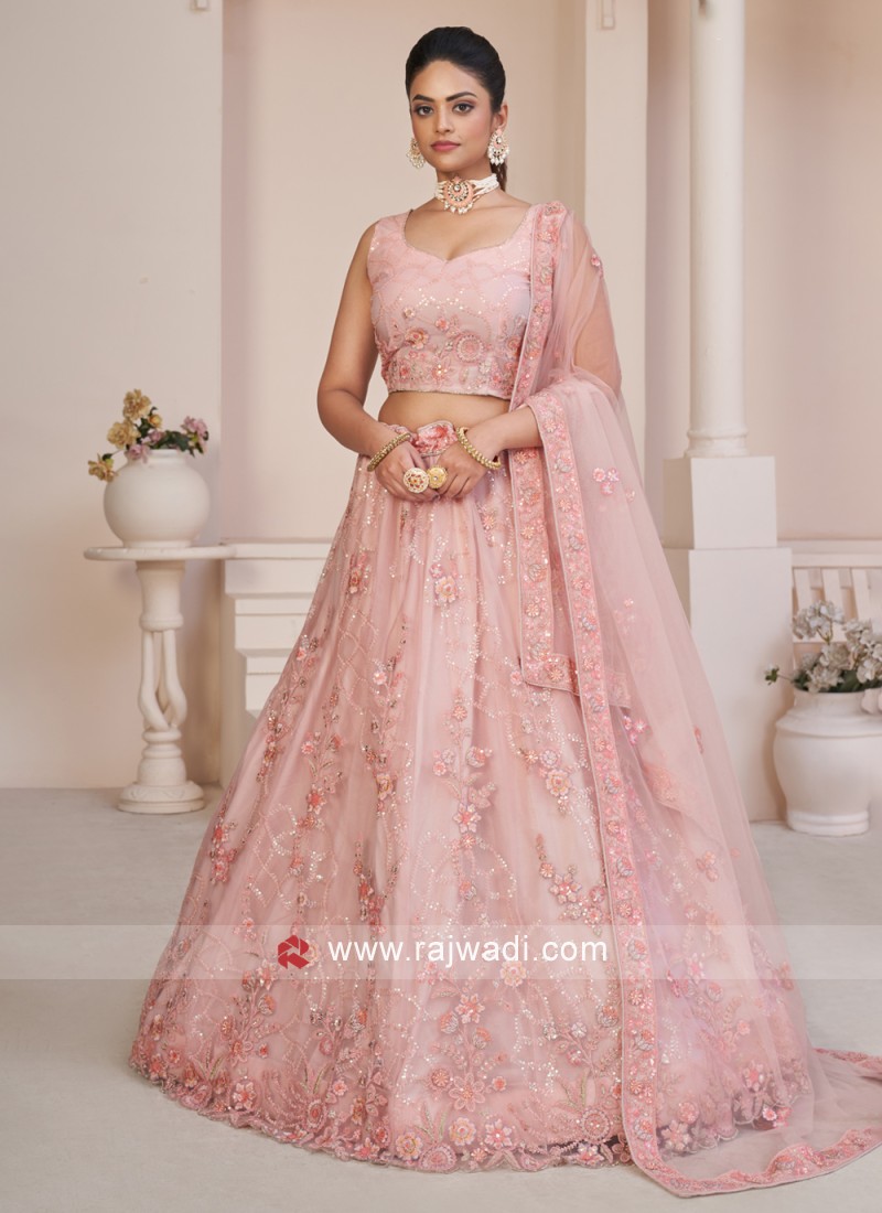 Gajri Colour Graceful Woven Banarasi Silk Lehenga Set For Wedding Party -  KSM PRINTS - 4110834