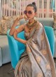 Grey Woven Designer Silk Saree