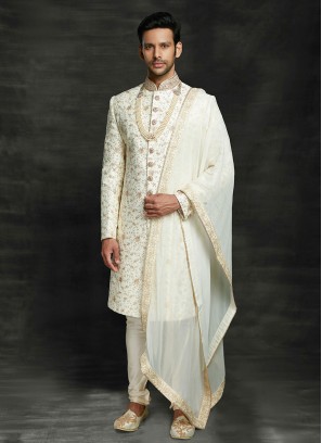 Zari Work Sherwani For Wedding