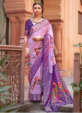 Two-toned Purple Woven Silk Classic Saree