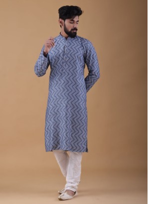 Zig Zag Printed Mens Kurta Pajama